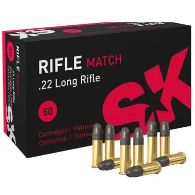 SK Rifle Match 22 Long Rifle Ammo 40 Grain Lead Round Nose 50 Rounds 420108