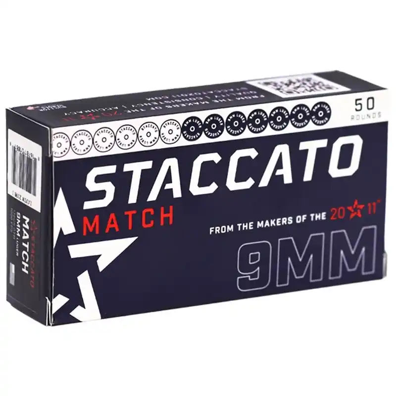 Staccato Match 9mm Ammo 136 Grain Open Tip Match 50 Rounds 1919MATCH136STACMECOM