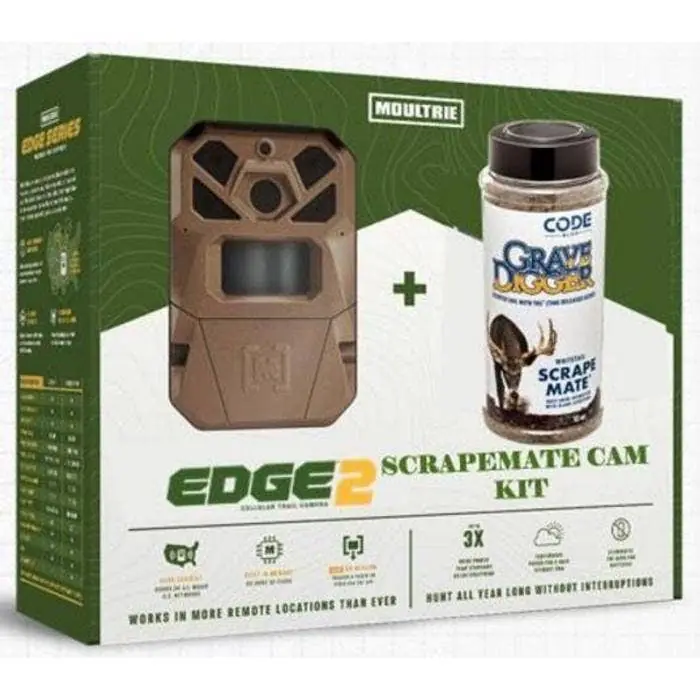 Moultrie EDGE 2 Cellular Trail Cam with Code Blue Grave Digger Scrapemate