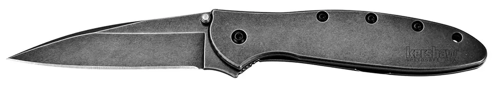 Kershaw Leek 3" Folding Drop Point Plain Black DLC 14C28N Steel Blade Blackwash 410 Stainless Steel Handle Includes Pocket Clip