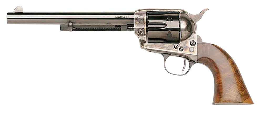 Taylors & Company 550907 1873 Cattleman SAO 45 Colt (LC) Caliber with 7.50" Blued Finish Barrel, 6rd Capacity Blued Finish Cylinder, Color Case Hardened Finish Steel Frame & Walnut Grip