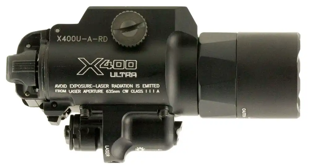 SureFire X400U Weapon Light 1000 Lumens Output White LED Light Red Laser 213 Meters Beam Picatinny/Weaver/Glock Rails Mount Black Anodized Aluminum