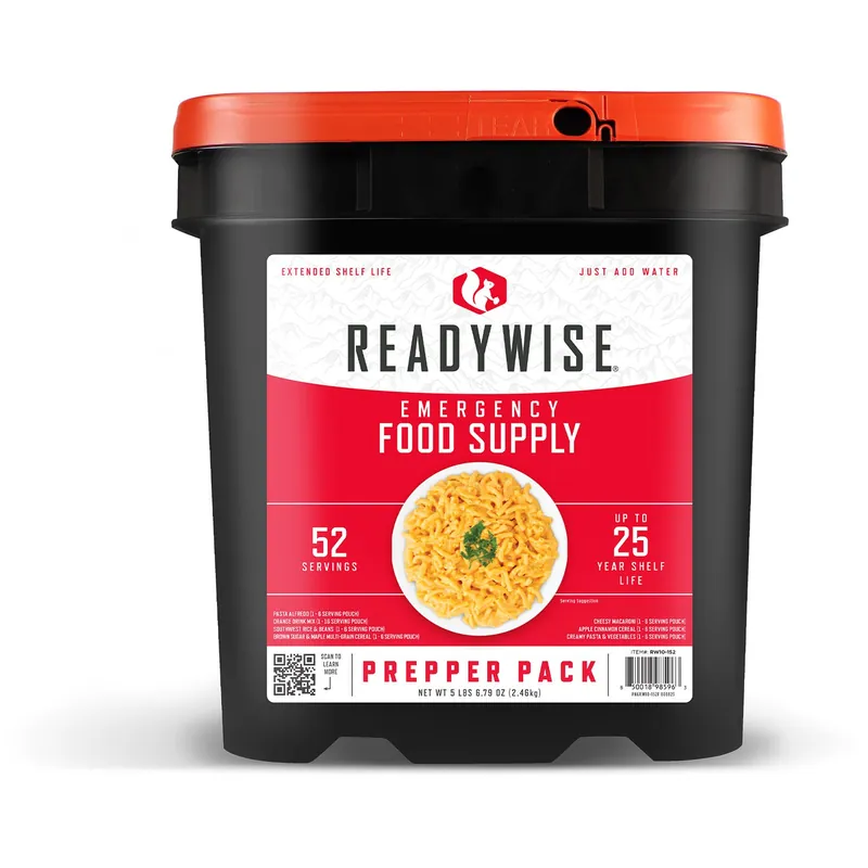 ReadyWise Emergency Supplies Freeze Dried Prepper Pack 52 Servings Per Bucket RW01-152
