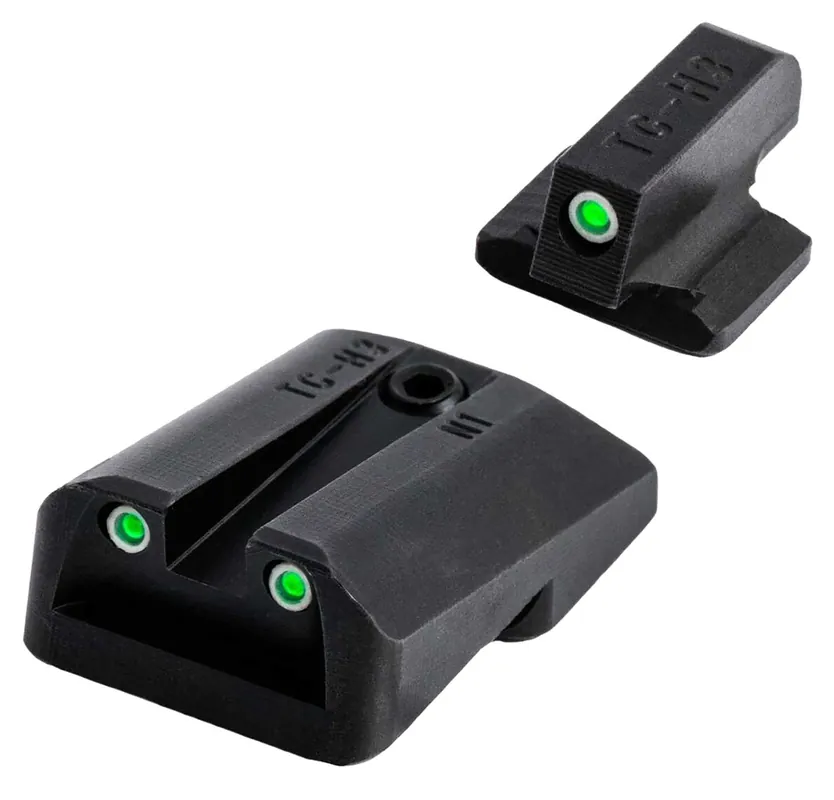 TruGlo Tritium Night Sights Square Green Front/U-Notch Green Rear with Nitride Fortress Finished Frame for 1911 with Novak 260 Front, 450 Rear
