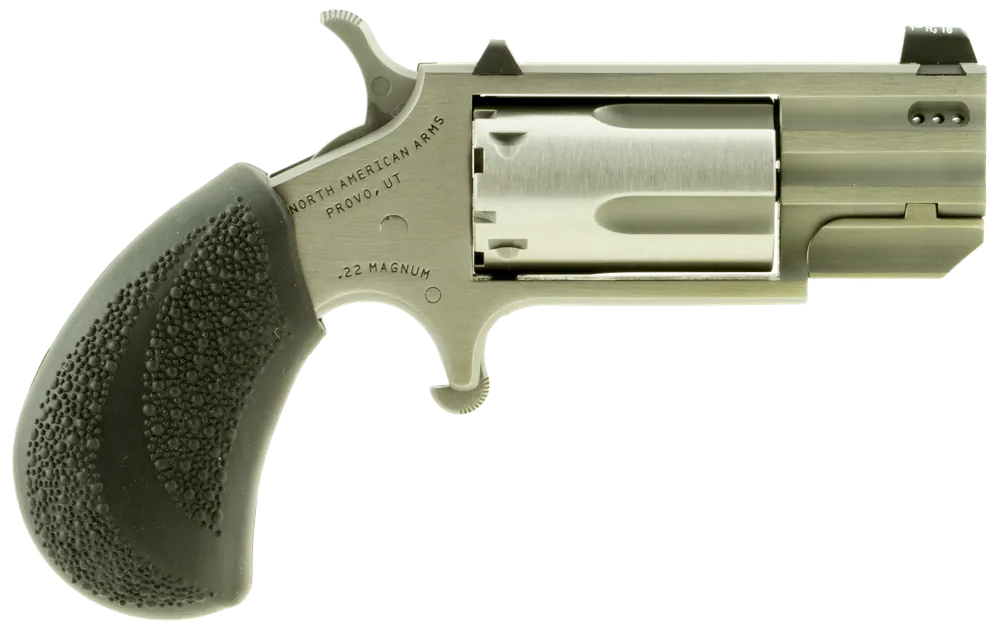 North American Arms PUGDP Pug 22 WMR Caliber with 1" Ported Barrel, 5rd Capacity Cylinder, Overall Stainless Steel Finish, Black Polymer Grip & XS White Dot Sight