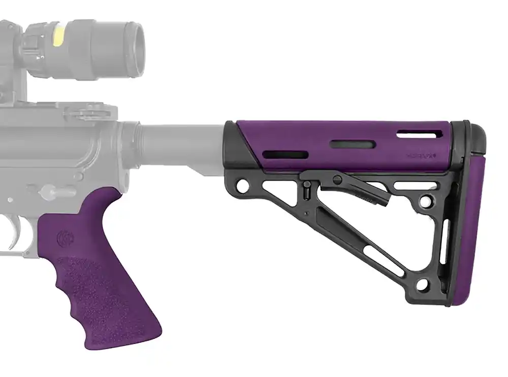 Hogue OverMolded 2-Piece Kit Purple OverMolded Rubber Black Synthetic Collapsible for AR-15, M16, M4
