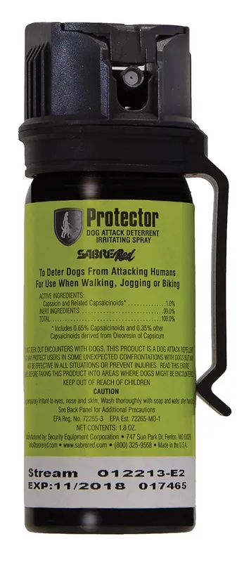 Sabre Dog Spray Capsaicin Range 15 ft 1.80 oz Includes Belt Clip SRPMK3