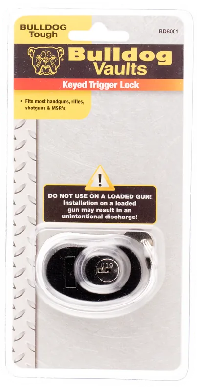 Bulldog Trigger Lock Open With Key Black Metal Fits Handgun/Rifle/Shotgun