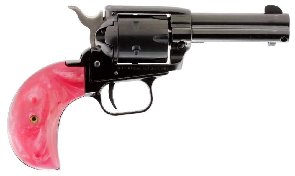 Heritage Mfg Rough Rider 22lr or 22wmr 3.50" 6rd Black & Pink Pearl Revolver