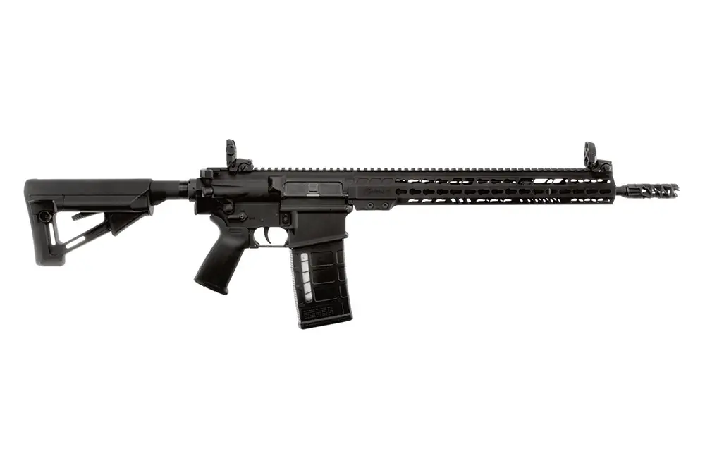 ArmaLite AR-10 Tactical .308Win 25+1 16" CMV Barrel Aluminum Receiver Key Mod Handguard Flip Up Sights Adj Stock Black AR10TAC16
