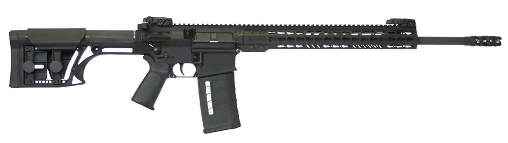 ArmaLite AR-10 Tactical .308Win 25+1 20" CMV Barrel Aluminum Receiver Key Mod Handguard Flip Up Sights Adj Stock Black AR10TAC20