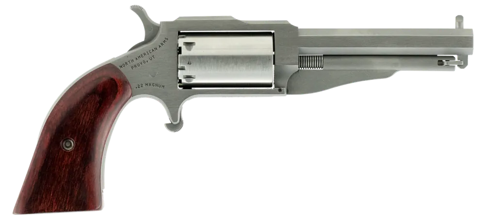 North American Arms 19603C 1860 The Earl 22 LR or 22 MWR Caliber with 3" Barrel, 5rd Capacity Cylinder, Overall Stainless Steel Finish & Rosewood Boot Grip Includes Cylinder