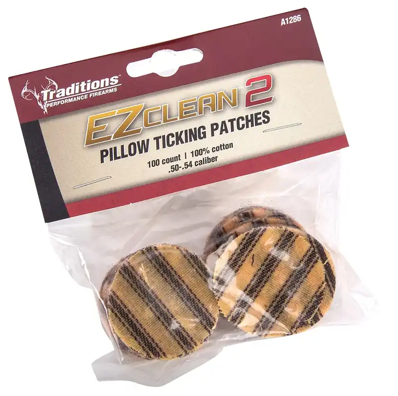 Traditions EZ Clean 2 Pillow Ticking Patches .50-.54 Cal Cotton 100 Per Pack