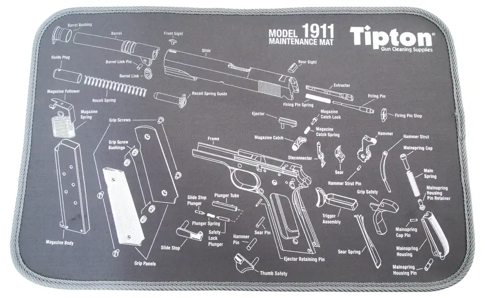 Tipton Maintenance Mat Neoprene Top w/Rubber Back Black w/Gray Trim 1911 Parts Diagram 10 L x 12" W"