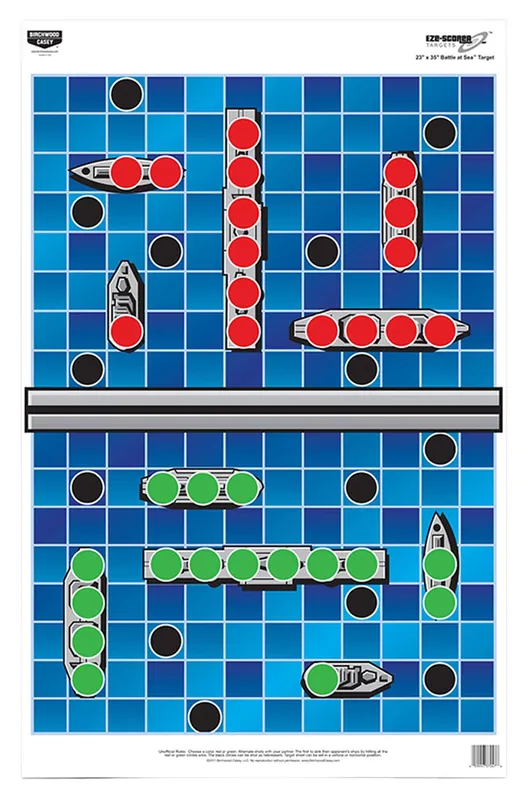 Birchwood Casey EZE-Scorer Battle at Sea Battle Ships Paper Hanging Universal 23" x 35" Blue 5 Pack