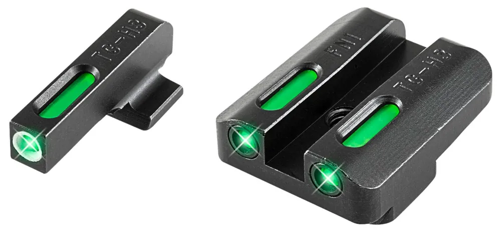 TruGlo TFX 3-Dot Set Tritium/Fiber Optic Green with White Outline Front, Green Rear with Nitride Fortress Finished Frame for FN 40 FNX, FNP, FNS