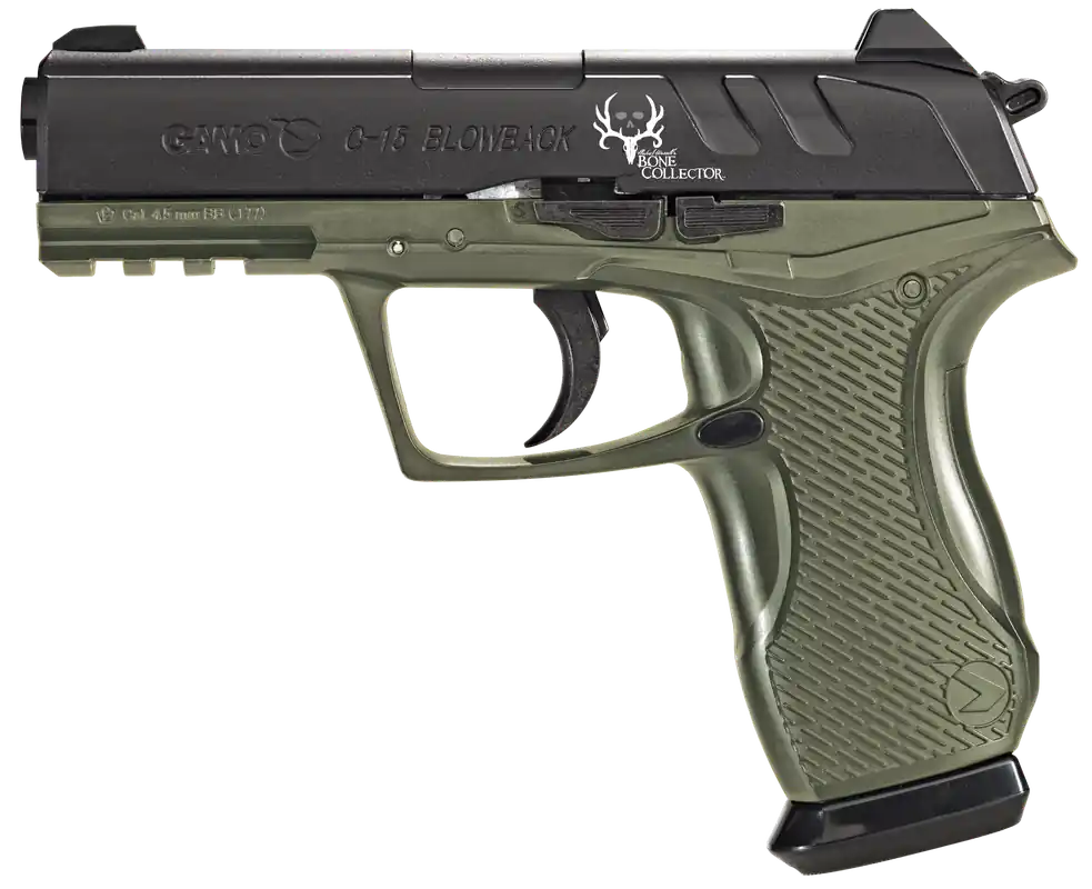 Gamo 611139354 C-15 Bone Collector CO2 177 Pellet,177 BB 16rd OD Green Frame Black Slide OD Green Polymer Grip