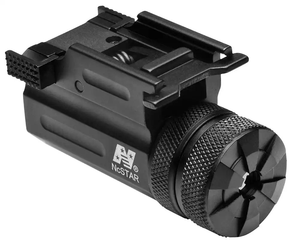 NcStar Compact Laser 5mW Green Laser with 532nM Wavelength, Black Anodized Finish, & QR Weaver Style Mount for Compact & Subcompact Pistols