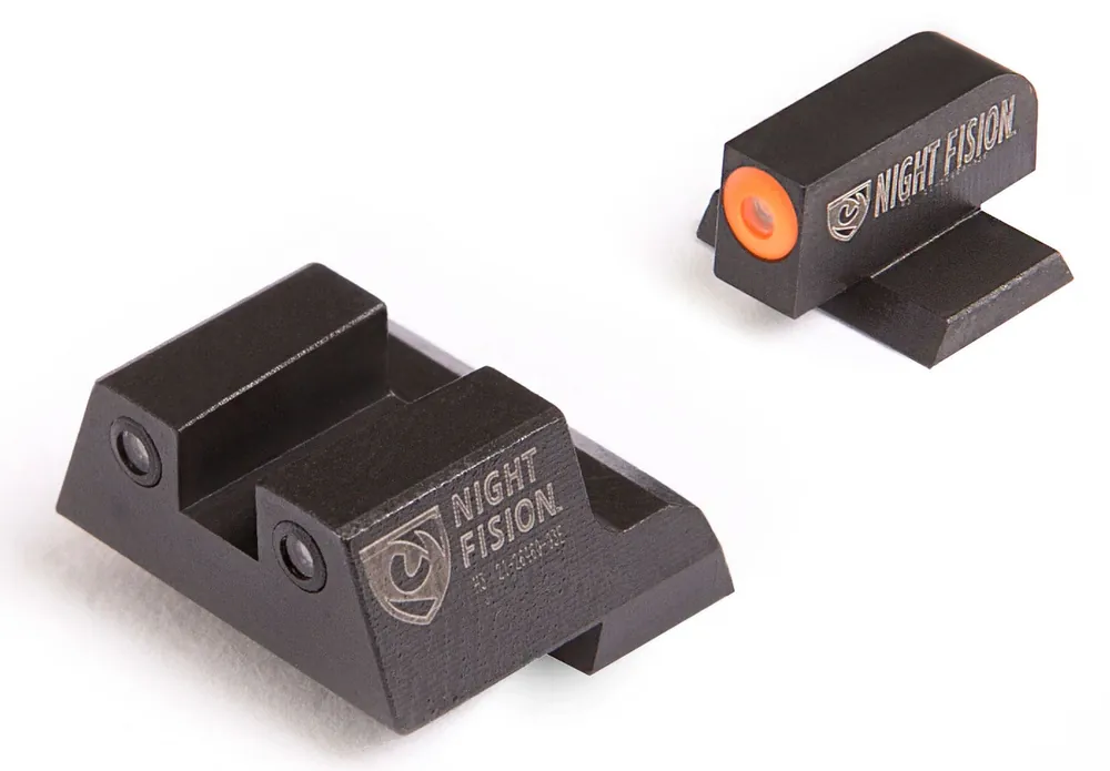 Night Fision Perfect Dot Night Sight Set Square Tritium Green with Orange Outline Front, Green with Black Outline Rear Black Frame for TPSF, TPSF Elite, TPSA Mod.2 9mm