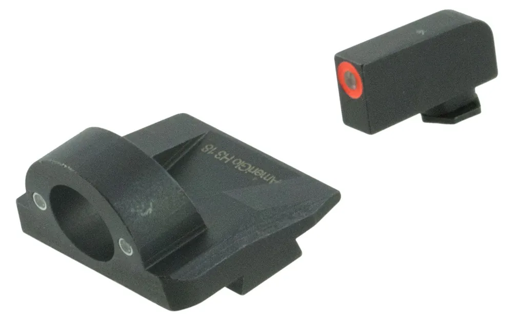 AmeriGlo Ghost Ring Night Sight Set Tritium Green with Orange Outline Front, Green Rear Black Frame for Glock 17,19,19x,26,36,45 Gen5