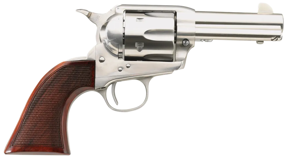 Taylors & Company 550818DE Runnin Iron 45 Colt (LC) Caliber with 3.50" Barrel, 6rd Capacity Cylinder, Overall Stainless Steel Finish, Checkered Walnut Grip & Overall Taylor Polish