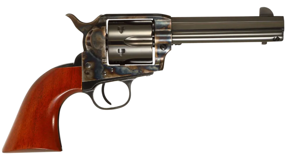 Taylors & Company 556104 1873 Cattleman Drifter 357 Mag Caliber with 4.75" Blued Finish Barrel, 6rd Capacity Blued Finish Cylinder, Color Case Hardened Finish Steel Frame & Walnut Grip