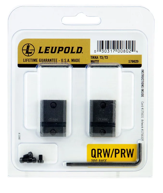 Leupold QRW Base Set Matte Black Tikka T3/T3x Quick Release Steel Rifle