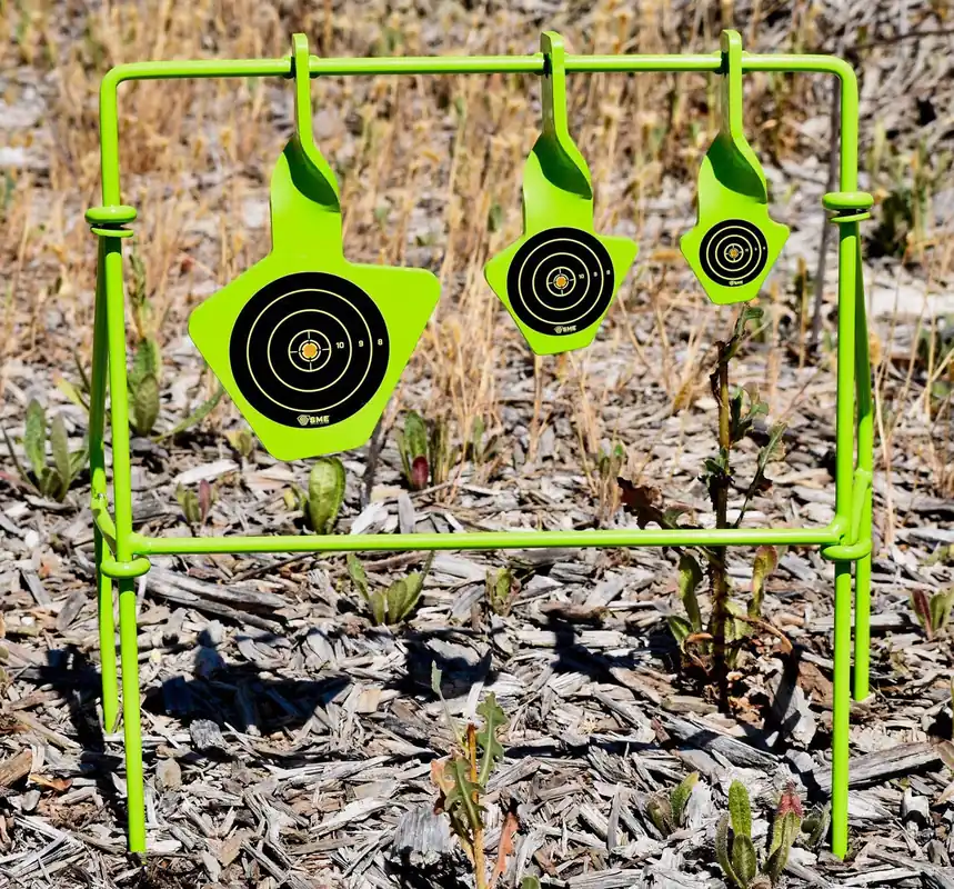 Spinning Target Handgun Steel Black/Green Bullseye Illustration Impact Enhancement Motion