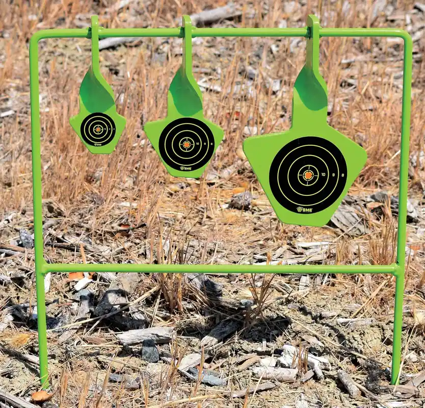 Spinning Target Rimfire Pistol/Rifle Steel Black/Green Bullseye Illustration Impact Enhancement Motion
