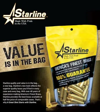 Starline Brass Unprimed Cases 223 Rem Rifle Brass - 100 Per Bag