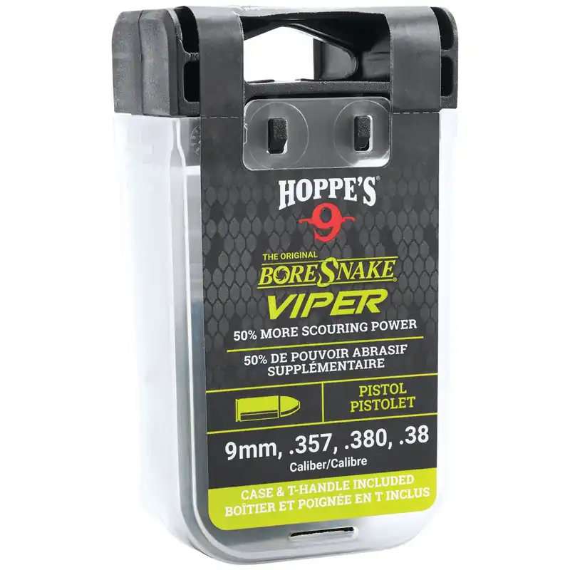 Hoppe‘s BoreSnake Viper Den 9mm/380 ACP/38/357 Caliber Pistol Firearm Bronze Bristles