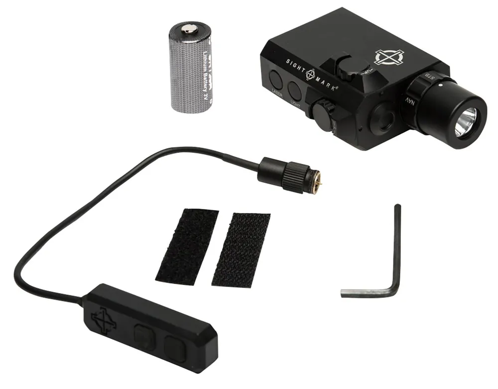 Sightmark LoPro Mini Laser/Light Combo 5mW Green Laser 520nM Wavelength (50yds Day/600yds Night Range) with 300 Lumens White LED Light Matte Black Finish