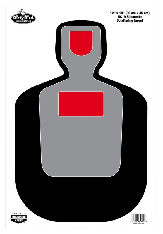 Birchwood Casey Dirty Bird Silhouette Tagboard Hanging Pistol 12" x 18" Multi-Color 8 Per Pkg