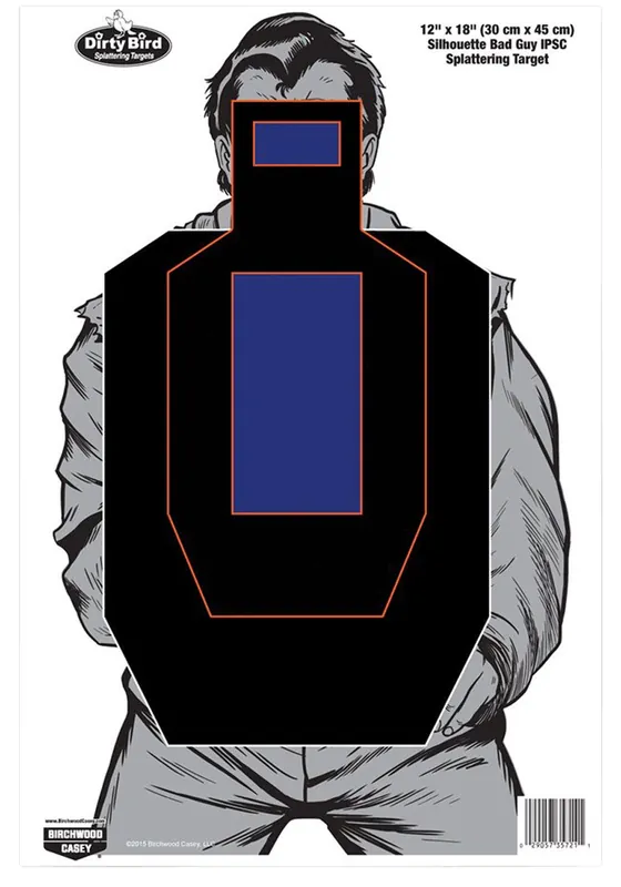 Birchwood Casey Dirty Bird Bad Guy Silhouette Tagboard Hanging Universal 12" x 18" Black/Blue/White 8 Per Pkg