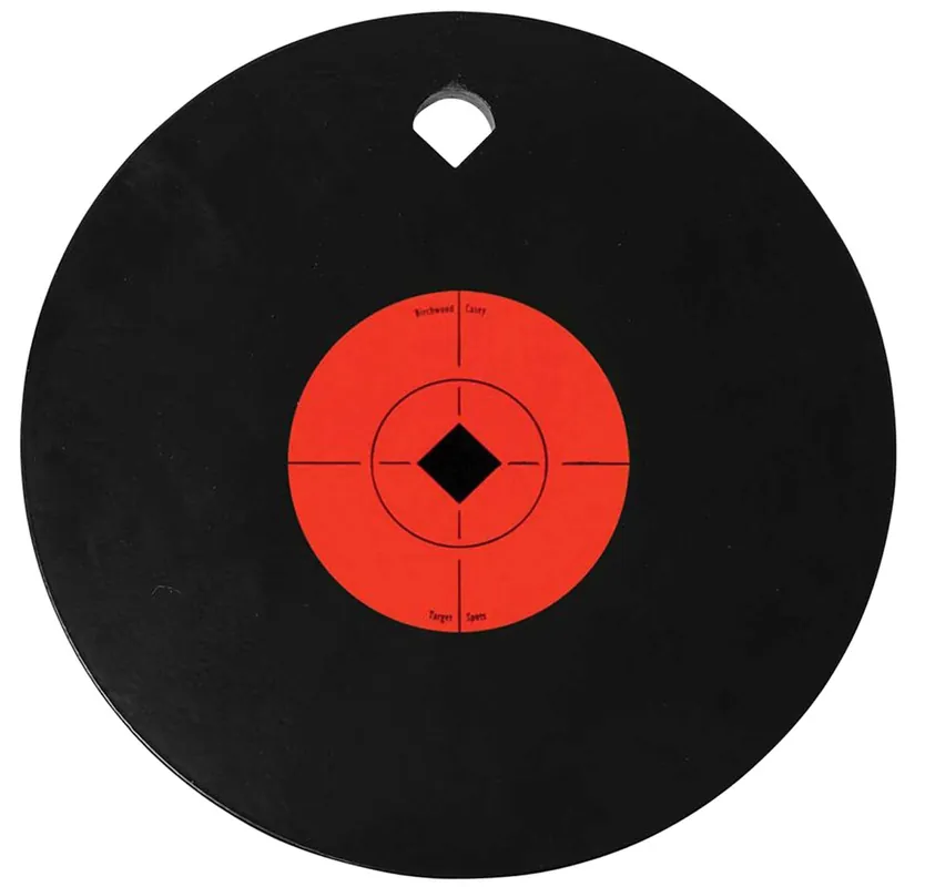 Birchwood Casey World of Targets Single Hole 8" Pistol/Rifle Black/Orange AR500 Steel Circle w/Crosshair & Diamond 0.38" Thick Hanging