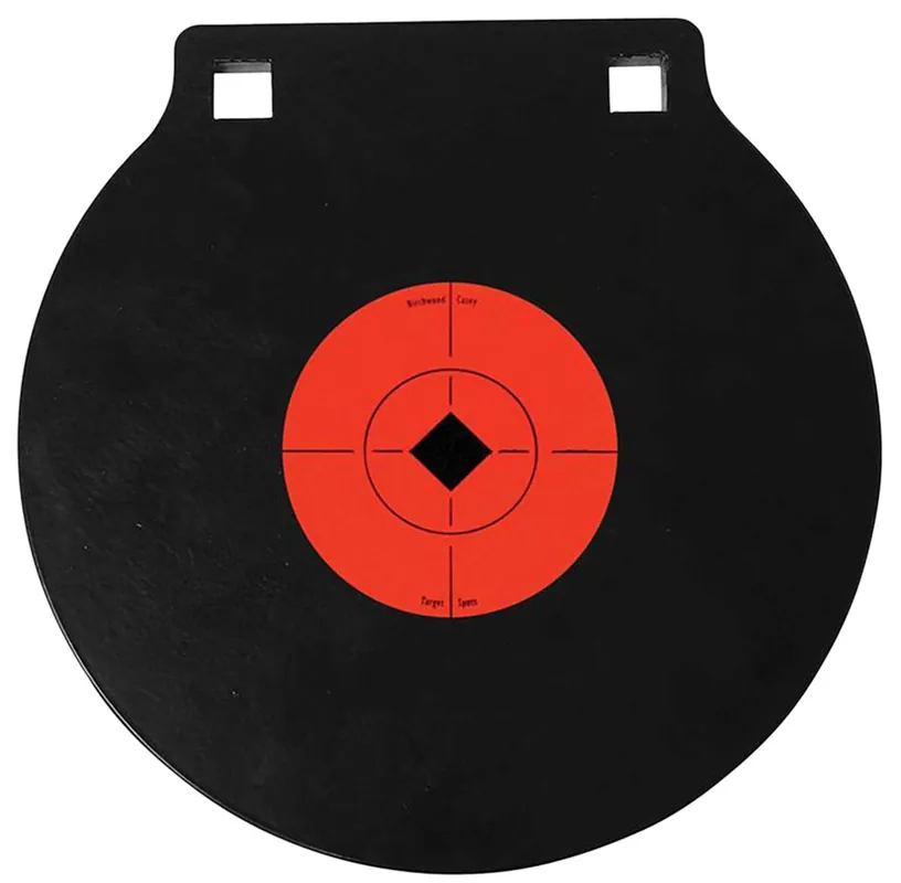 Birchwood Casey World of Targets Double Hole 8" Pistol/Rifle Black/Orange AR500 Steel Circle w/Crosshair & Diamond 0.38" Thick Hanging