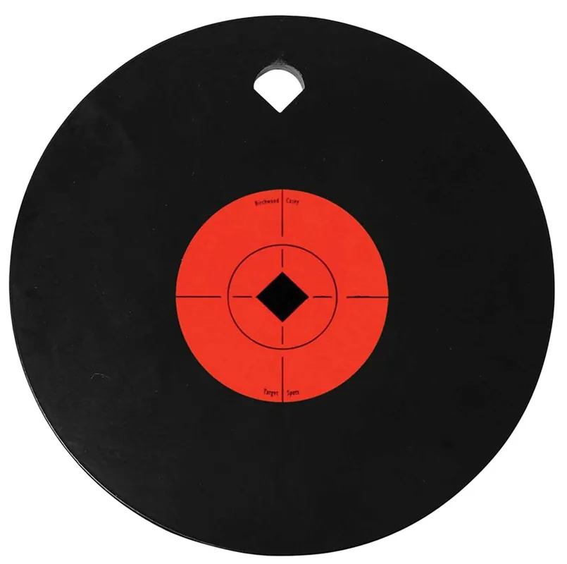 Birchwood Casey World of Targets Single Hole 10" Pistol/Rifle Black/Orange AR500 Steel Circle w/Crosshair & Diamond 0.38" Thick Hanging