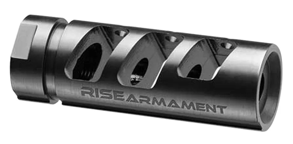 Rise Armament RA-701 Compensator Black Nitride 416R Stainless Steel with 1/2"-28 tpi Threads & 2.50" OAL for 5.56x45mm NATO AR-Platform
