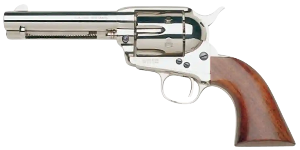 Taylors & Company 555124 1873 Cattleman 357 Mag Caliber with 4.75" Barrel, 6rd Capacity Cylinder, Overall Nickel-Plated Finish Steel & Walnut Grip