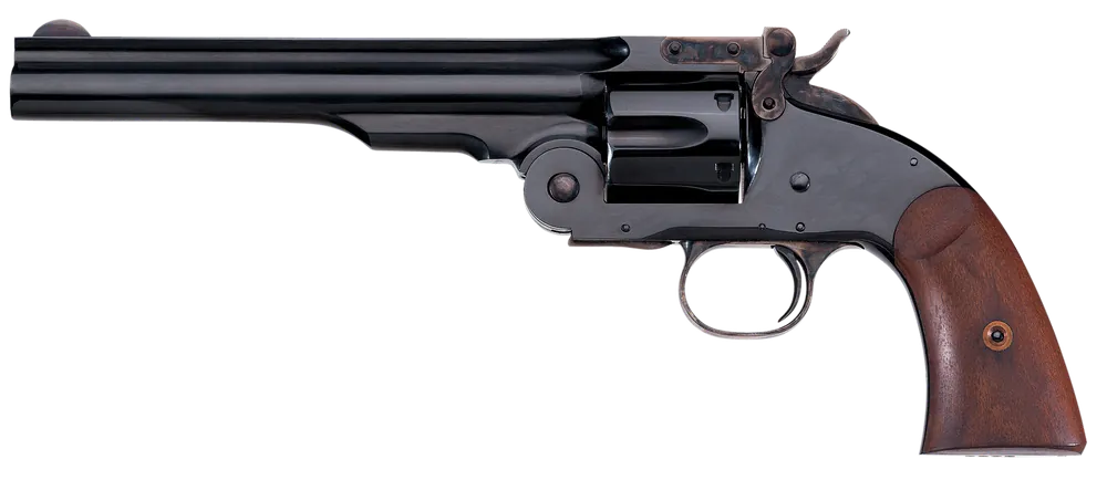Taylors & Company 550677 Second Model Schofield 38 Special Caliber with 7" Barrel, 6rd Capacity Cylinder, Overall Blued Finish Steel & Walnut Grip