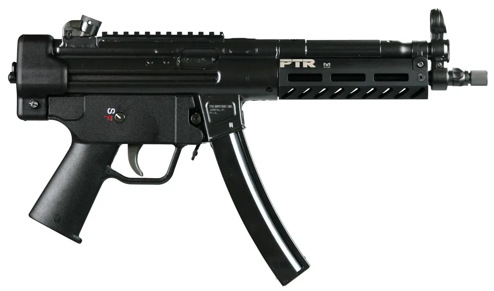 PTR 9CT Pistol 9mm Luger 30+1 8.86" Threaded Barrel Steel Rec Blowback Operation Welded Top Rail Adj Rear Sight Black PTR 601