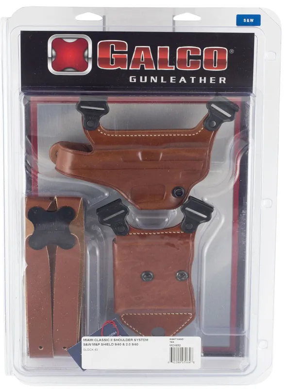 Galco Miami Classic II Shoulder System Tan Leather S&W Shield 3" 9/40 RH