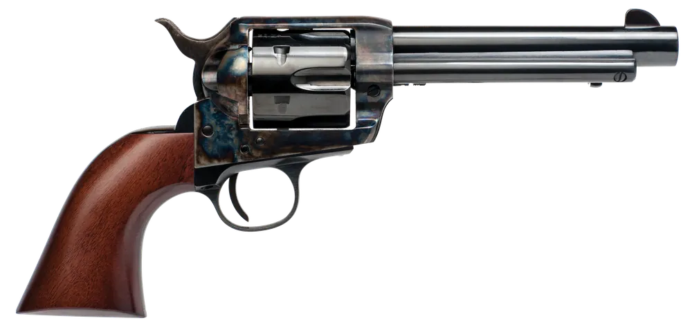 Cimarron PP411 Frontier Pre-War 1896-1940 45 Colt (LC) Caliber with 5.50" Blued Finish Barrel, 6rd Capacity Blued Finish Cylinder, Color Case Hardened Finish Steel Frame & Walnut Grip
