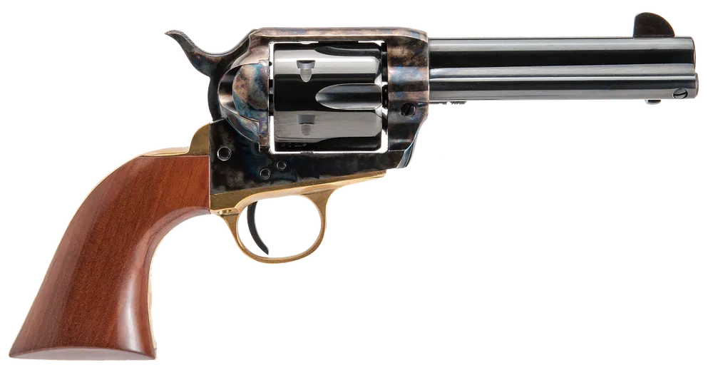 Cimarron PPP45 Pistolero Pre-War 1896-1940 45 Colt (LC) Caliber with 4.75" Blued Finish Barrel, 6rd Capacity Blued Finish Cylinder, Color Case Hardened Finish Steel Frame & Walnut Grip