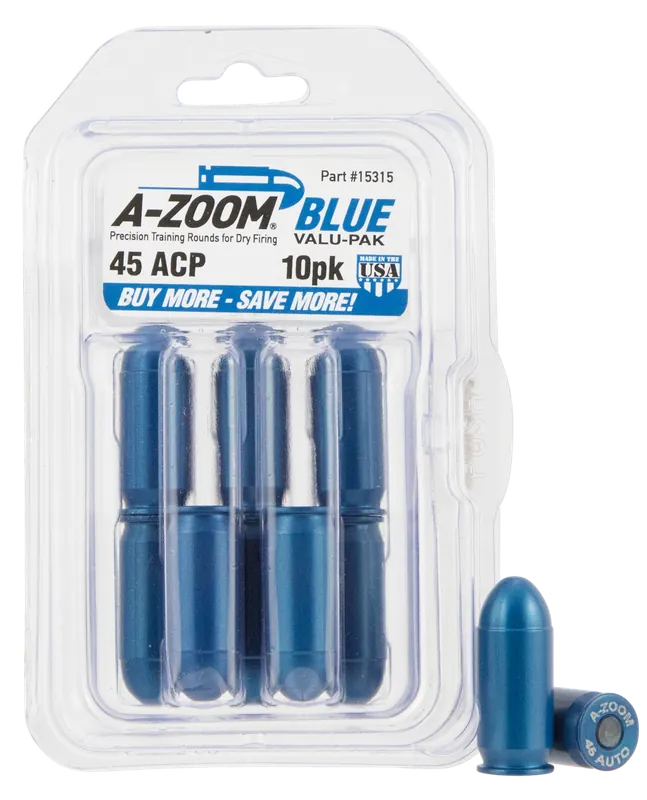 A-Zoom Blue Snap Caps Pistol Dummy Rounds 45 ACP 10 Pack