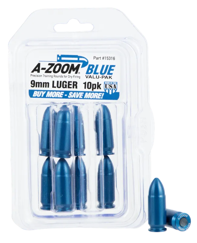 A-Zoom Blue Snap Caps Pistol Dummy Rounds 9mm 10 Pack