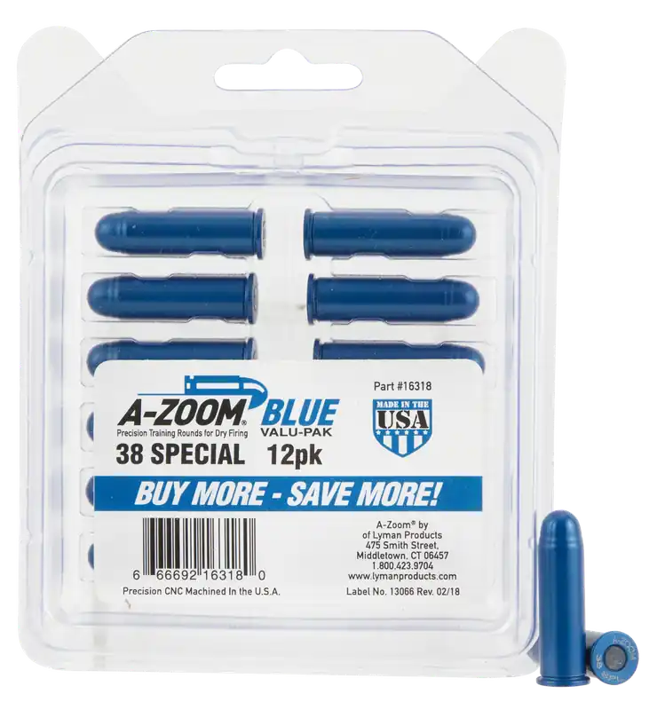 A-Zoom Blue Snap Caps Revolver Dummy Rounds 38 Special 12 Pack