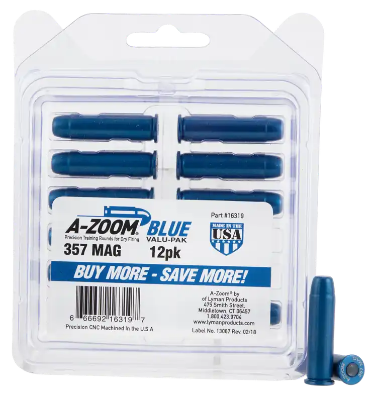 A-Zoom Blue Snap Caps Revolver Dummy Rounds 357 Mag 12 Pack