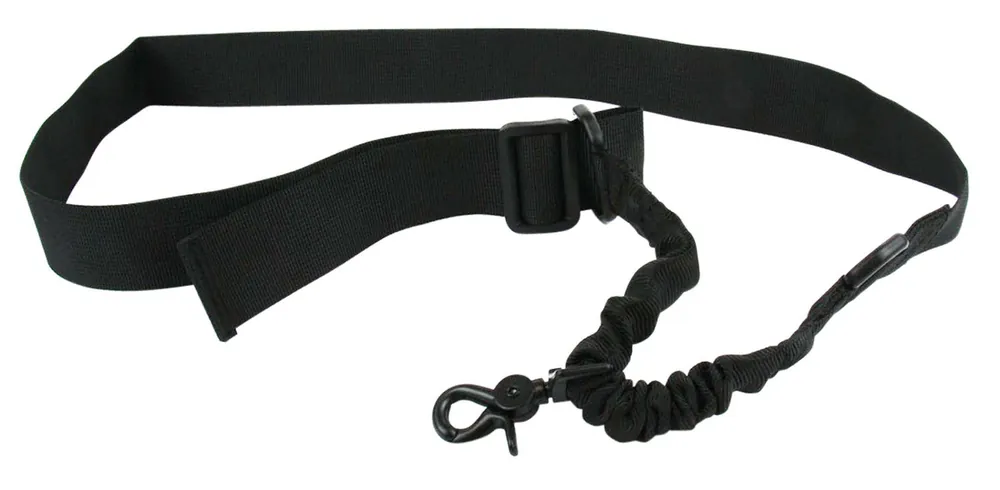TacFire Single Point Sling 1.25" W x 20"-30" L Adjustable Double Bungee Black Nylon Webbing for Rifle/Shotgun