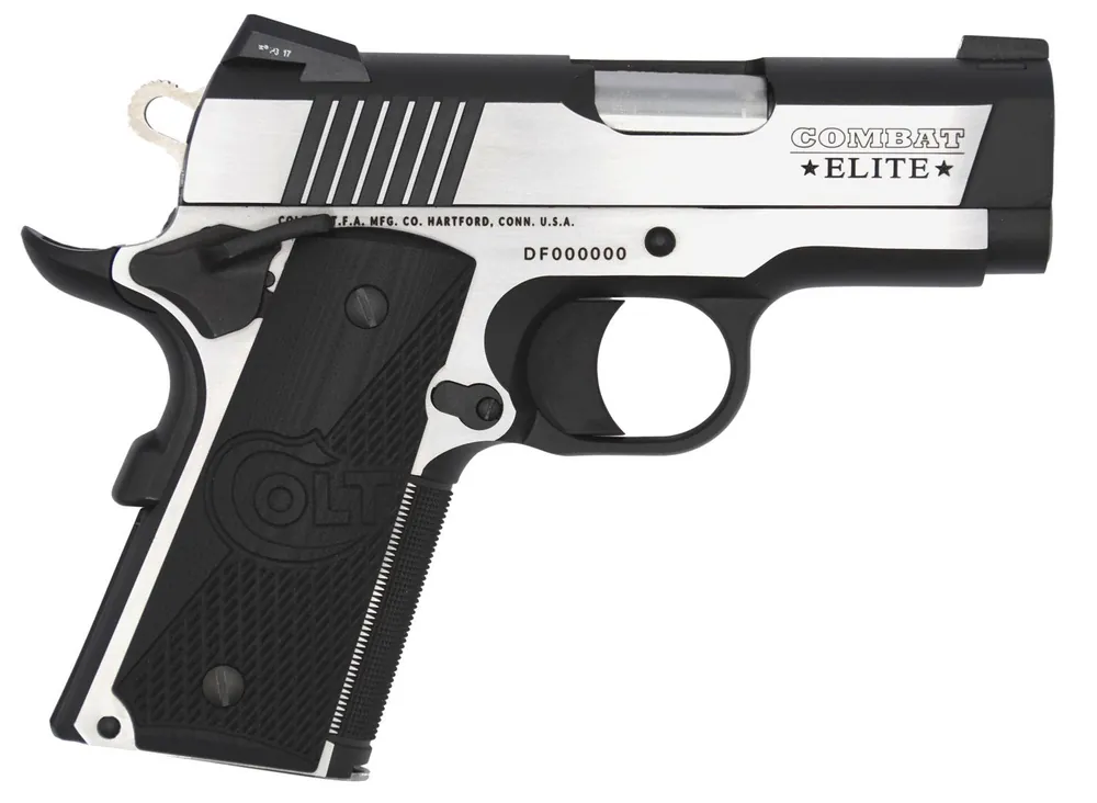 Colt Mfg Combat Elite Commander 9mm Luger Pistol 3" Two-Tone Black Scalloped G10 Grip O7082CE